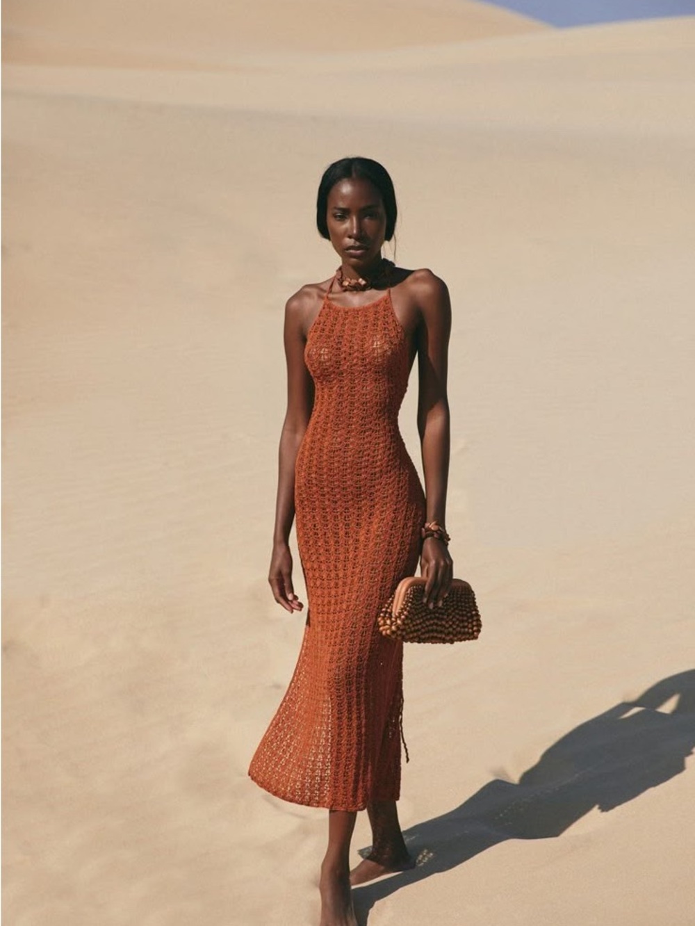 Cult Gaia Demi Crochet Halter Midi Dress